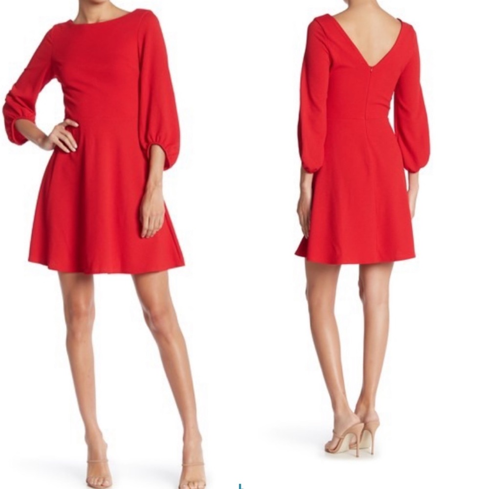 The Vanity Room Balloon Sleeve Red Dress NWT